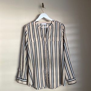 Calvin Klein Striped Long Sleeve Blouse